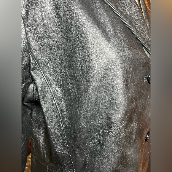 VTG David Benjamin Leather Trench Coat Jacket Womens Size 14 Long Sleeve Black - Picture 5 of 9